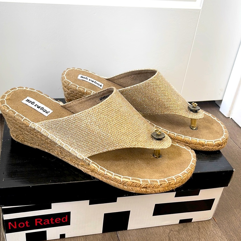 Gold wedge sandal